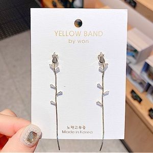 Rose Flower Gold Plated Zircon Earrings